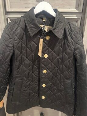 Burberry Black Quilted Diamond-Pattern Puffer Jacket